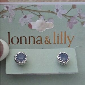 Lonna & Lilly Blue Silver Stud Earrings Women New